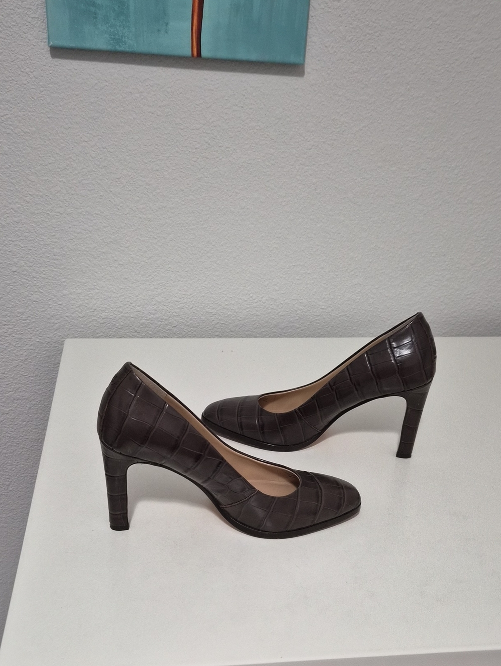 Lauren Ralph Lauren Brown Croc-Embossed High Heel Pumps